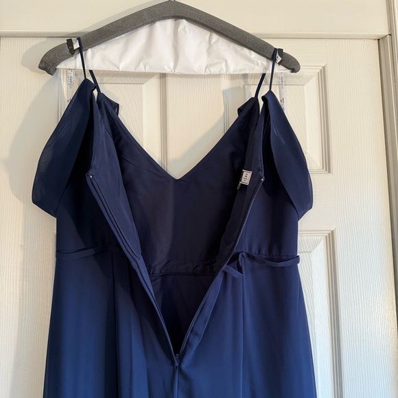 David's Bridal Cascading Off-the-Shoulder Cocktail/Wedding Dress in MARINE BLUE! - Picture 6 of 13